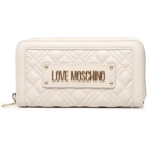 Gepolsterte Logo-Geldbörse, Ivory , Damen, Größe: ONE Size - Love Moschino - Modalova