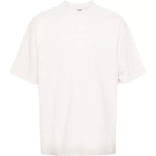 Graues T-Shirt mit reflektierendem Logodruck , Herren, Größe: S - Balenciaga - Modalova