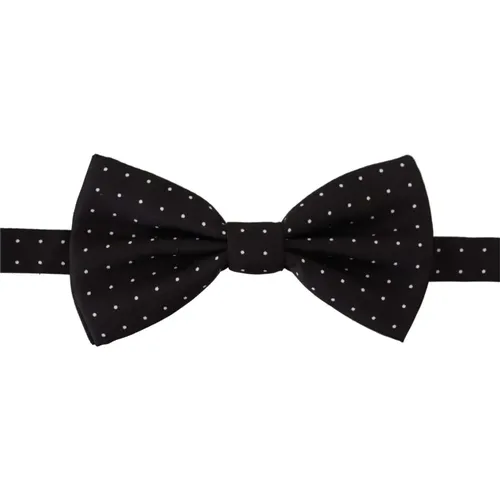 Elegante Schwarze Seidenfliege mit Polka Dots , Herren, Größe: ONE Size - Dolce & Gabbana - Modalova