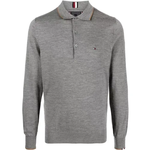 Grauer Wollpullover , Herren, Größe: M - Tommy Hilfiger - Modalova