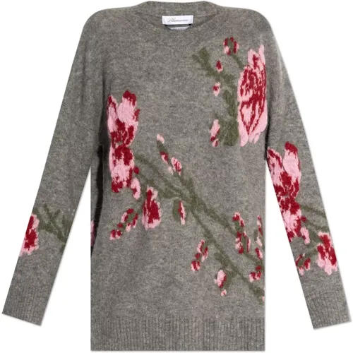 Sweater with floral motif , female, Sizes: M - Blumarine - Modalova