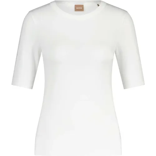 Fitted Jersey T-Shirt with Logo Appliqué , female, Sizes: L - Hugo Boss - Modalova