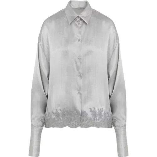 Embroidered Grey Shirt , female, Sizes: XS - Ermanno Scervino - Modalova