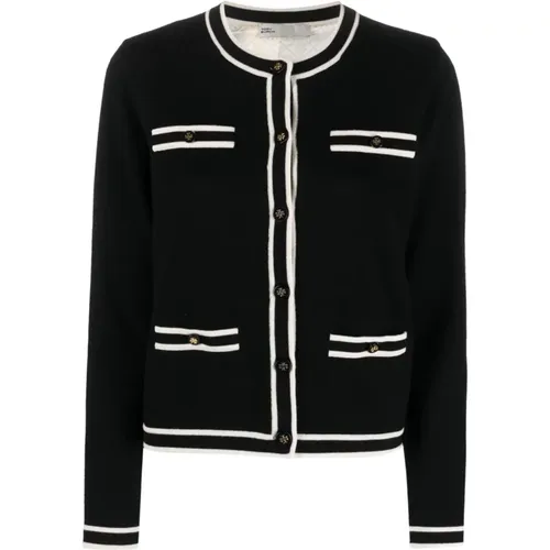 Schwarzer/Cremefarbener Kendra Cardigan , Damen, Größe: S - TORY BURCH - Modalova