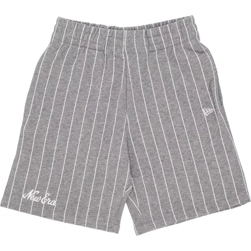 Gestreifte Shorts Heather Grey/Weiß , Herren, Größe: L - new era - Modalova