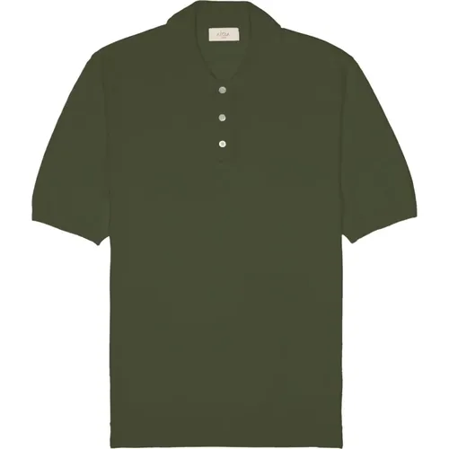 Leinen Baumwolle Grünes Poloshirt , Herren, Größe: M - Altea - Modalova
