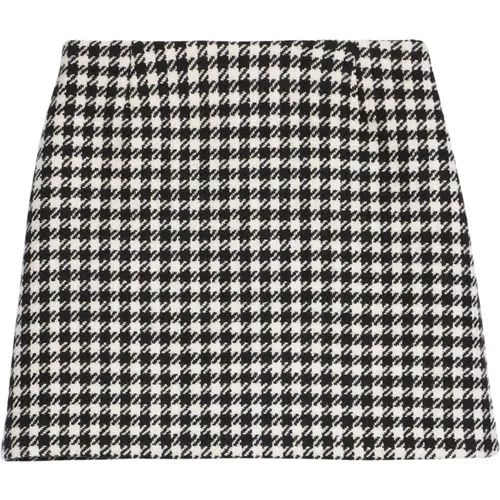 Houndstooth Wool Mini Skirt , female, Sizes: S, M - Ami Paris - Modalova