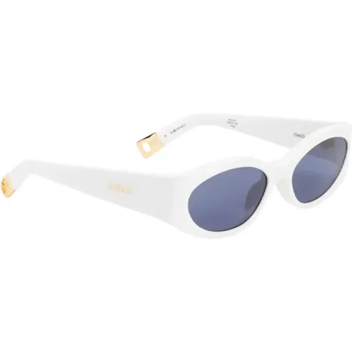 Ovale Sonnenbrille Weiß Gelb Gold Marine - Jacquemus - Modalova