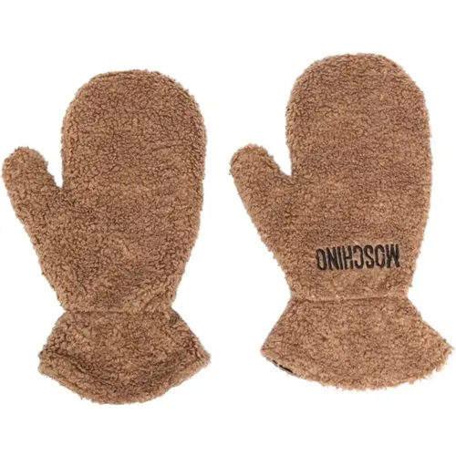 Braune Handschuhe , Damen, Größe: ONE Size - Moschino - Modalova