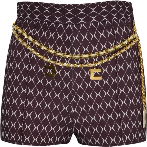 High-Waist Stretch-Crepe-Shorts mit schmaler Passform - Elisabetta Franchi - Modalova