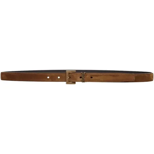 Suede Monogram Belt , male, Sizes: 90 CM, 95 CM - Saint Laurent - Modalova