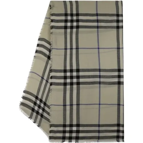 Neutral Wool Check Scarf , unisex, Sizes: ONE SIZE - Burberry - Modalova