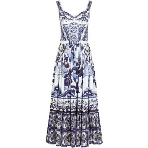 Majolica-print midi dress , female, Sizes: 2XS, XS - Dolce & Gabbana - Modalova