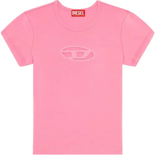 T-Shirt mit Cutout-Logo , Damen, Größe: 2XS - Diesel - Modalova