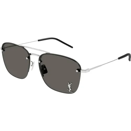 Silber/Graue Sonnenbrille SL 309 M , Damen, Größe: 57 MM - Saint Laurent - Modalova