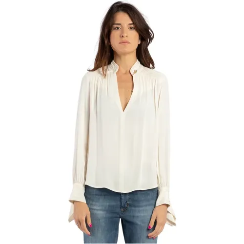 Bestickte Georgette-Bluse , Damen, Größe: M - Elisabetta Franchi - Modalova