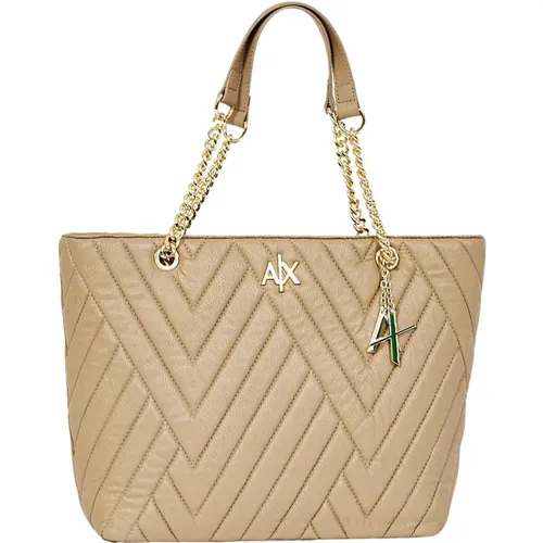 Damen Shopper Tasche mit Kettenhenkeln und Logo-Anhänger - Armani Exchange - Modalova