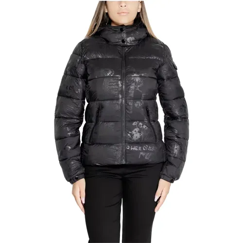 Schwarze Karierte Kapuzenjacke Mit Reißverschluss , Damen, Größe: M - Desigual - Modalova