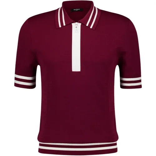 Monogram-Jacquard Polo Shirt , male, Sizes: M, S - Balmain - Modalova