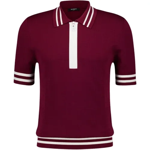 Monogram-Jacquard Polo Shirt , male, Sizes: M, S, L - Balmain - Modalova
