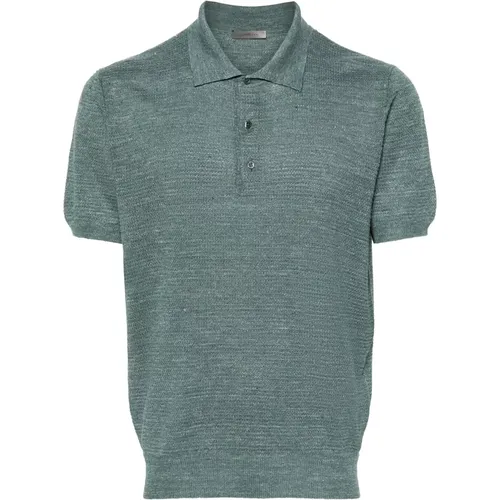 Grünes Polo Shirt aus Leinen und Seide,Casual Polo Shirt in Grau Leinen/Seide - Corneliani - Modalova