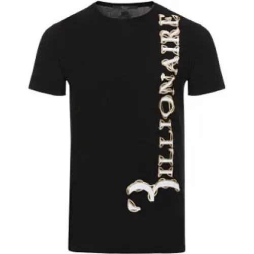 Schwarzes Baumwoll-Logo-Print-T-Shirt , Herren, Größe: S - Billionaire - Modalova