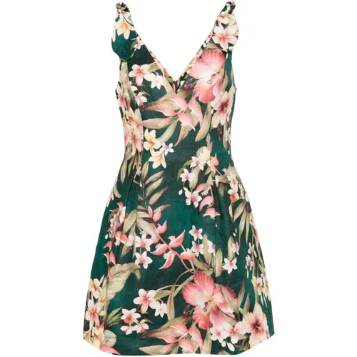 Floral Print Linen Dress , female, Sizes: XS - Zimmermann - Modalova
