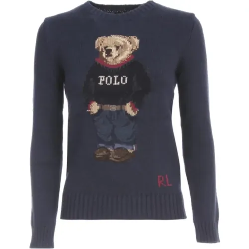 Marineblauer Bärenpullover , Damen, Größe: 2XS - Polo Ralph Lauren - Modalova