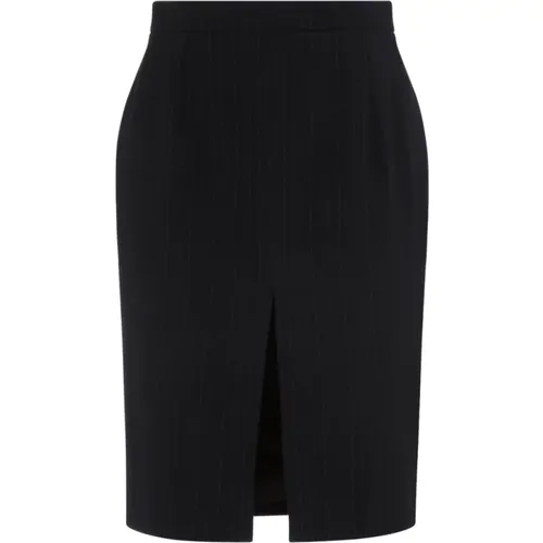 Pinstriped Wool Midi Skirt , female, Sizes: M - Saint Laurent - Modalova