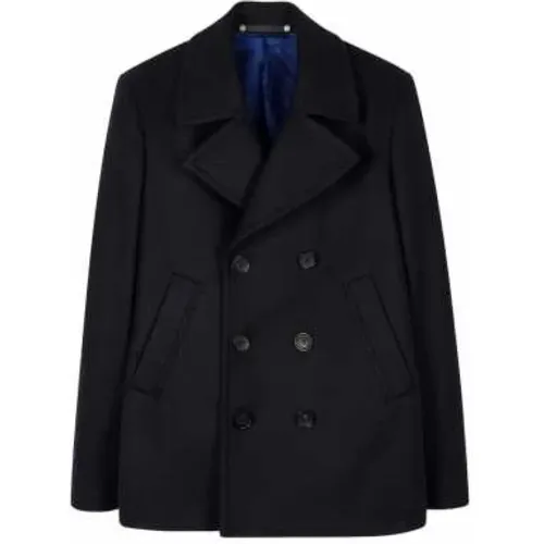 Marineblauer Woll-Peacoat Klassischer Stil , Herren, Größe: L - Paul Smith - Modalova