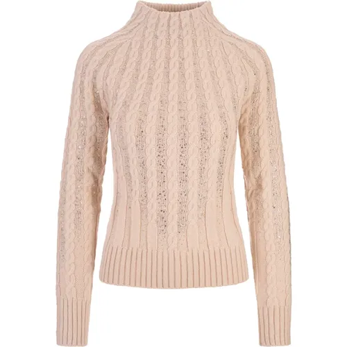 Crystal Embellished High-Neck Sweater , female, Sizes: L, M - Ermanno Scervino - Modalova