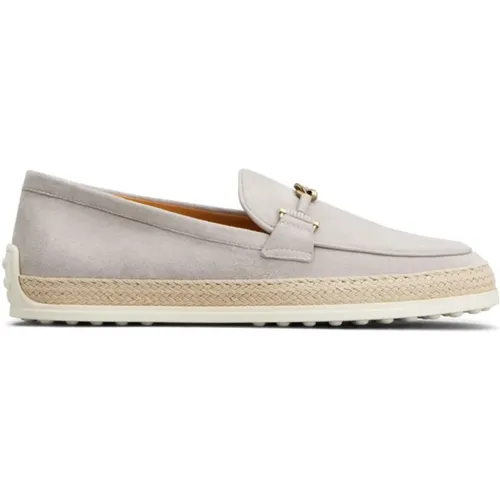 Graue Lederslipper Eleganter Stil , Damen, Größe: 38 1/2 EU - TOD'S - Modalova