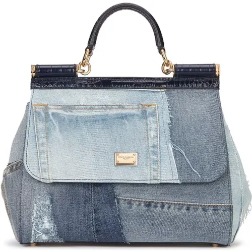 Denim Patchwork Shoulder Bag , female, Sizes: ONE SIZE - Dolce & Gabbana - Modalova