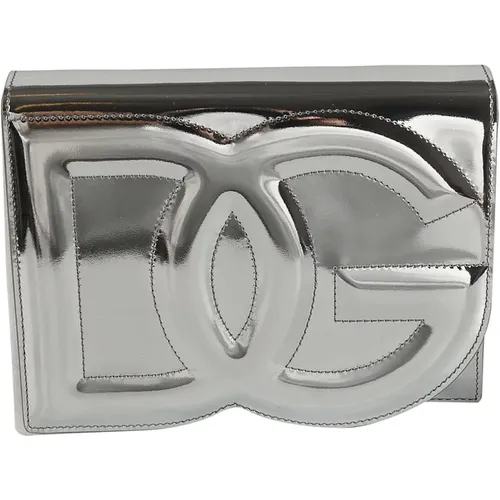 Silver Shoulder Bag with Mirrored Finish , female, Sizes: ONE SIZE - Dolce & Gabbana - Modalova