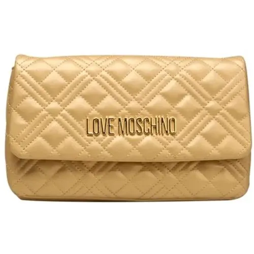 Goldene Crossbody-Tasche mit Klappenverschluss - Love Moschino - Modalova