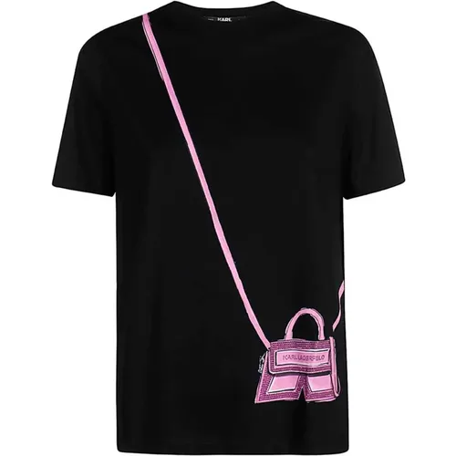 Kurzarm-T-Shirt aus Bio-Baumwolle mit verspieltem Taschendesign - Karl Lagerfeld - Modalova