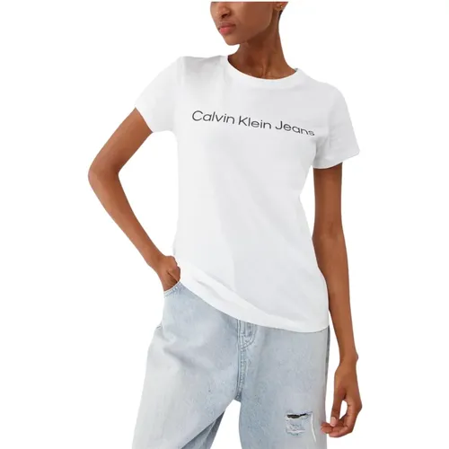 Logo T-Shirt Damen Herbst/Winter Kollektion , Damen, Größe: M - Calvin Klein Jeans - Modalova