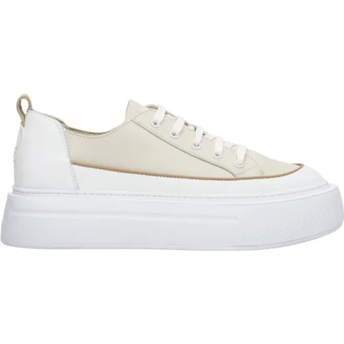 Damen Beige & Weiße Low-Top-Ledersneakers Er00113363 , Damen, Größe: 39 EU - Estro - Modalova