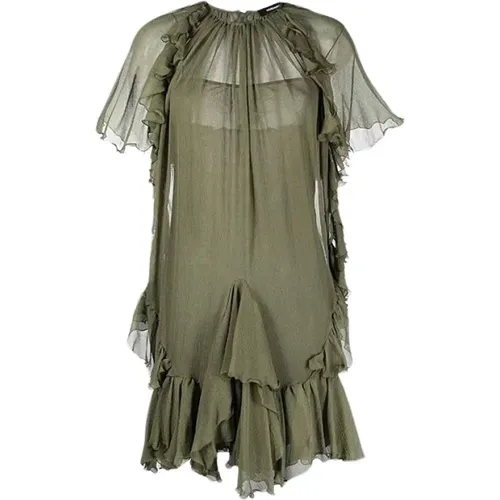 Layered Transparent Sage Silk Robe , female, Sizes: XS, 2XS - Dsquared2 - Modalova