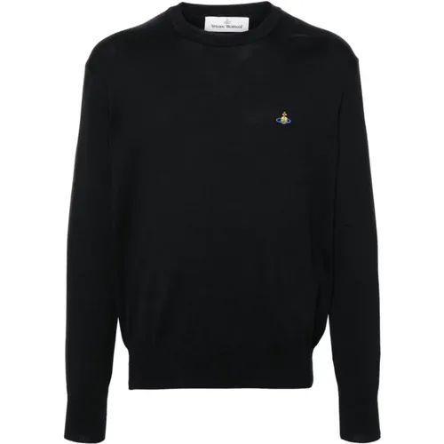 Schwarzer Strickpullover mit Orb-Logo , Herren, Größe: S - Vivienne Westwood - Modalova