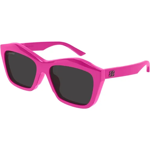 Fuchsia/Grey Sunglasses , female, Sizes: 57 MM - Balenciaga - Modalova