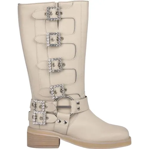 Biker boot with rhinestones , female, Sizes: 6 UK, 7 UK, 9 UK, 4 UK, 5 UK, 3 UK, 8 UK - Alma en Pena - Modalova