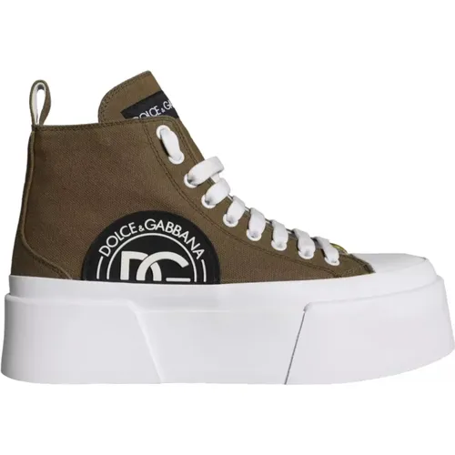 High Top Canvas Sneaker Boots Shoes , female, Sizes: 6 UK - Dolce & Gabbana - Modalova