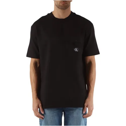 Stretch Cotton T-shirt with Front Pocket , male, Sizes: S, XS, M, 2XL, L, XL - Calvin Klein Jeans - Modalova