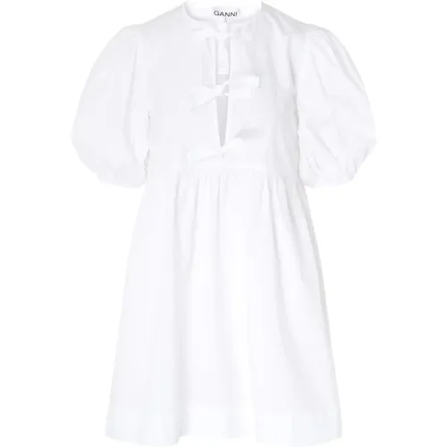 Mini Kleid mit Bindeschnur in Weiß , Damen, Größe: 2XS - Ganni - Modalova