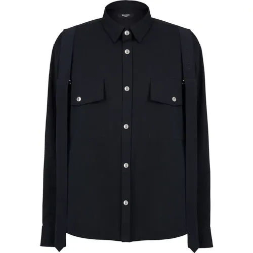 Cotton shirt with strap , male, Sizes: M, XL, L - Balmain - Modalova