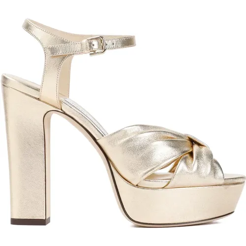 Gold Metallic Sandals with Cross Strap , female, Sizes: 6 1/2 UK - Jimmy Choo - Modalova