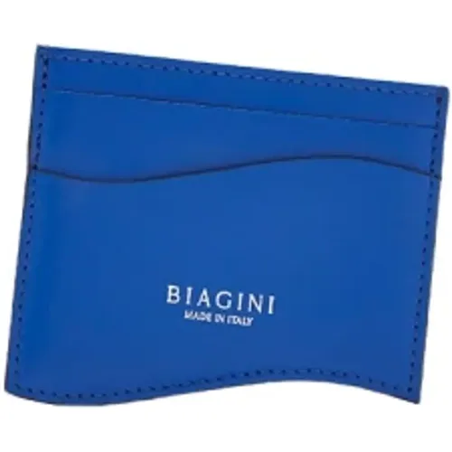 Blauer Leder Kreditkartenhalter , Herren, Größe: ONE Size - Biagini - Modalova