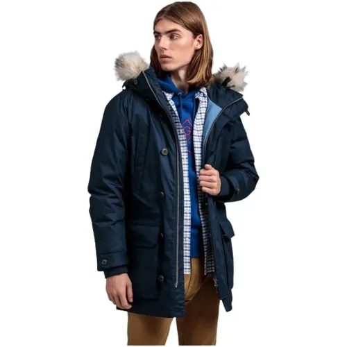 Lange Kapuzenparka mit Pelzbesatz , Herren, Größe: 3XL - Gant - Modalova