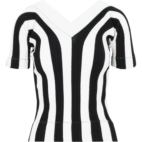 Striped Linen V-Neck Sweater , female, Sizes: S - Bottega Veneta - Modalova